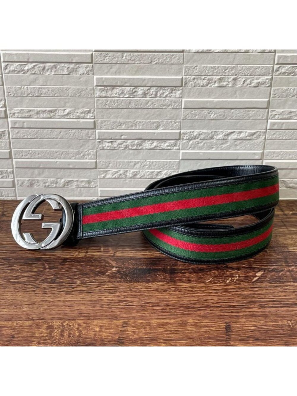 Gucci GG Interlocking Buckle Belt Sherry Leather Silver - Picture 2 of 10